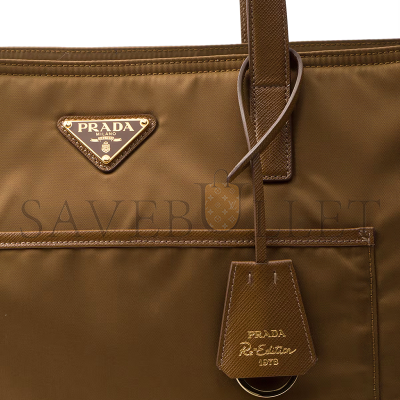 Pra*a re-edition 1978 large re-nylon and saffiano leather tote bag 1bg527 01 (43*31*15cm)